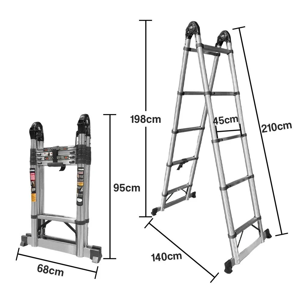 GROVIA Stainless Steel Multi-Purpose Joint Ladder 4/5/8 Step - Anti-Slip Design, Foldable & Heavy-Duty Frame - Image 10