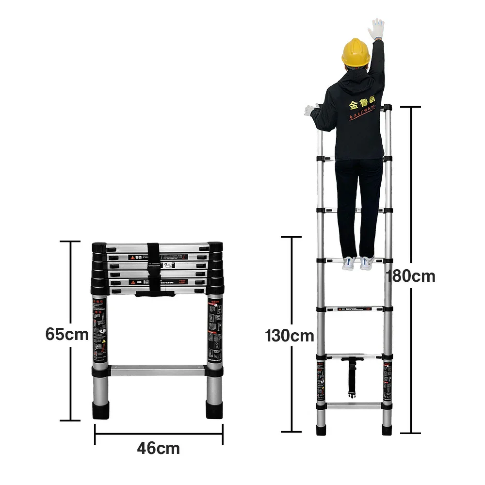 GROVIA Aluminium Telescopic Ladder 7/9 Step - Lightweight, Anti-Slip Base, Foldable & Space-Saving Design - Image 5