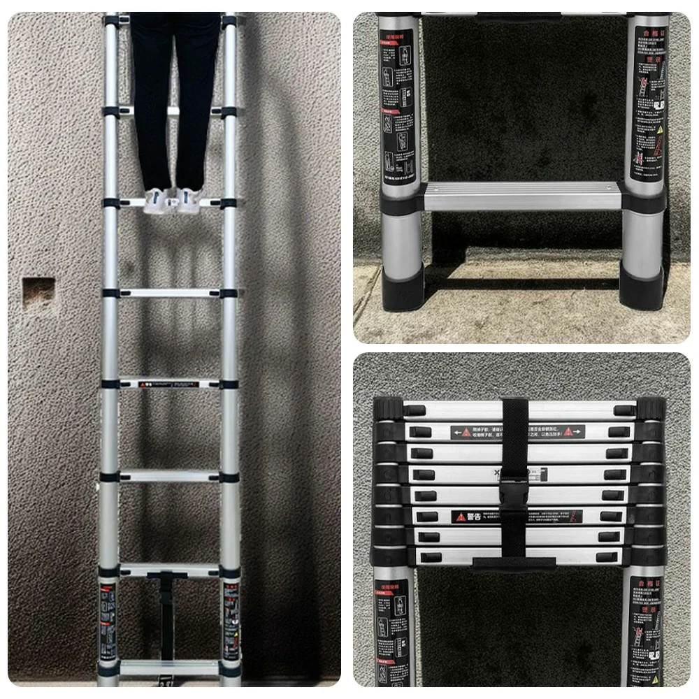 GROVIA Aluminium Telescopic Ladder 7/9 Step - Lightweight, Anti-Slip Base, Foldable & Space-Saving Design - Image 8