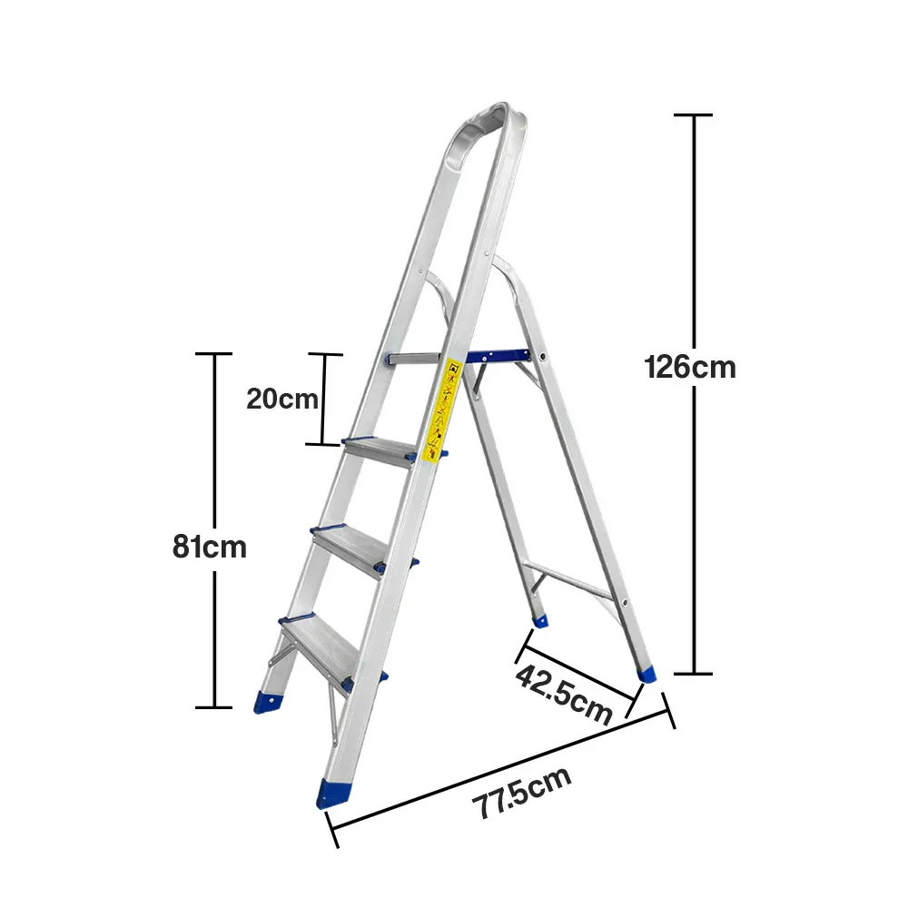GROVIA Aluminium Step Ladder with Handrail 3/4/5 Step - Wide Anti-Slip Pedals, Foldable & Space-Saving Design - Image 10