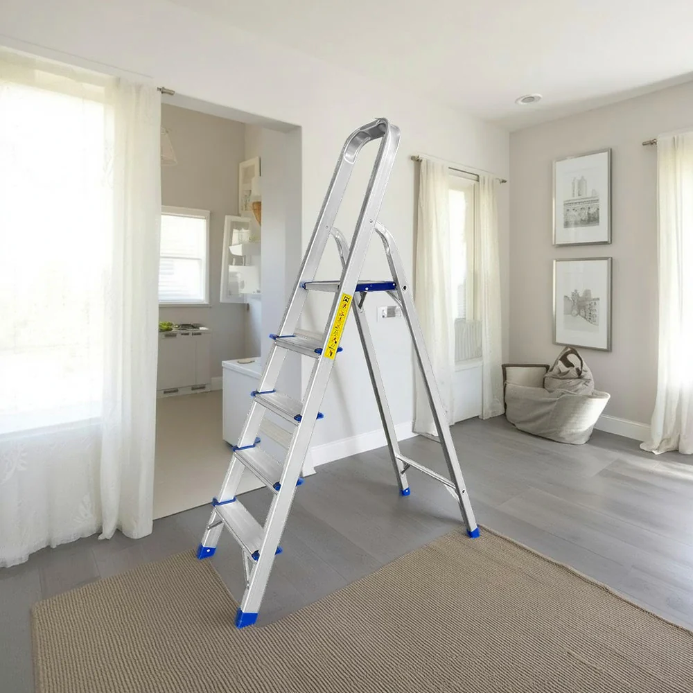 GROVIA Aluminium Step Ladder with Handrail 3/4/5 Step - Wide Anti-Slip Pedals, Foldable & Space-Saving Design - Image 12