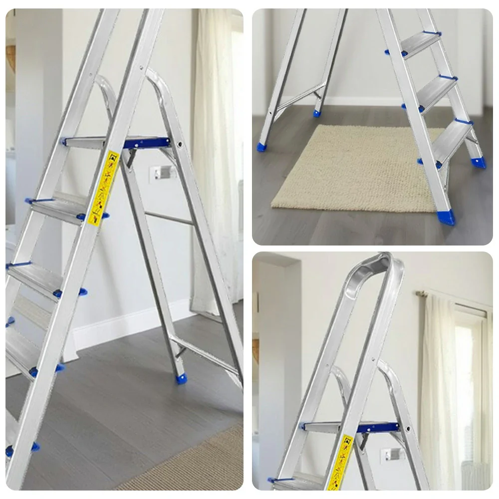 GROVIA Aluminium Step Ladder with Handrail 3/4/5 Step - Wide Anti-Slip Pedals, Foldable & Space-Saving Design - Image 13