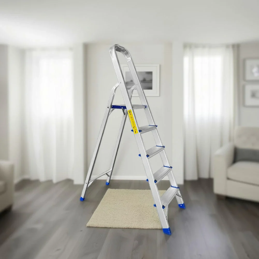 GROVIA Aluminium Step Ladder with Handrail 3/4/5 Step - Wide Anti-Slip Pedals, Foldable & Space-Saving Design - Image 14
