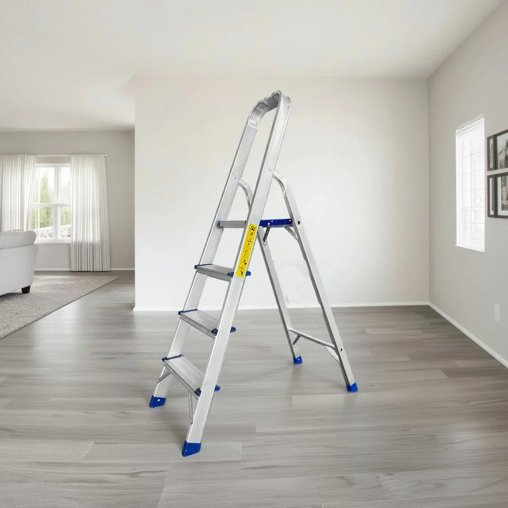 GROVIA Aluminium Step Ladder with Handrail 3/4/5 Step - Wide Anti-Slip Pedals, Foldable & Space-Saving Design - Image 7