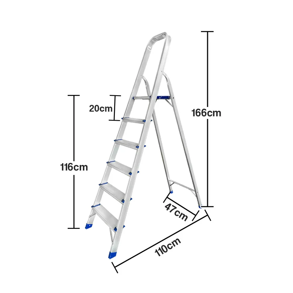GROVIA Aluminium Step Ladder with Handrail 6/7 Step - Wide Anti-Slip Pedals, Foldable & Space-Saving Design - Image 5
