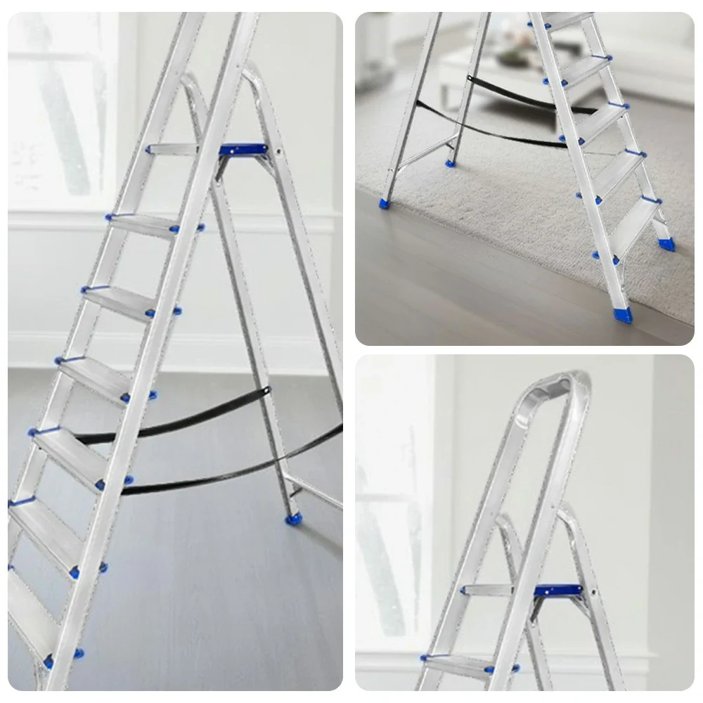 GROVIA Aluminium Step Ladder with Handrail 6/7 Step - Wide Anti-Slip Pedals, Foldable & Space-Saving Design - Image 8