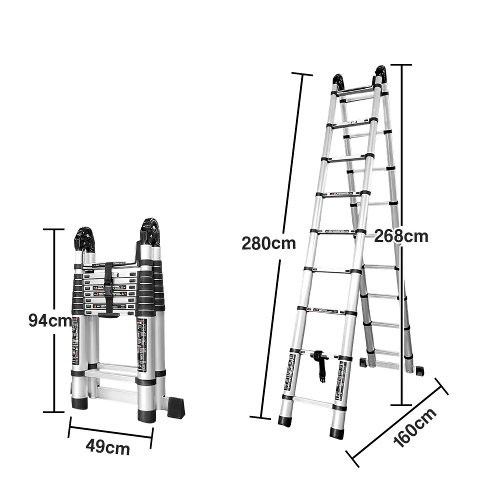 GROVIA Aluminium Multi-Purpose Joint Ladder 8/9/10/11 Step - Heavy-Duty, Anti-Slip, Foldable & Space-Saving Design - Image 10