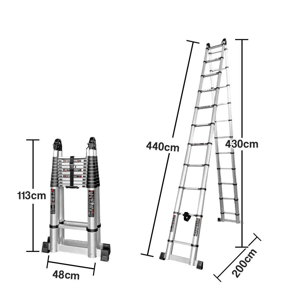 GROVIA Aluminium Multi-Purpose Joint Ladder 8/9/10/11 Step - Heavy-Duty, Anti-Slip, Foldable & Space-Saving Design - Image 20