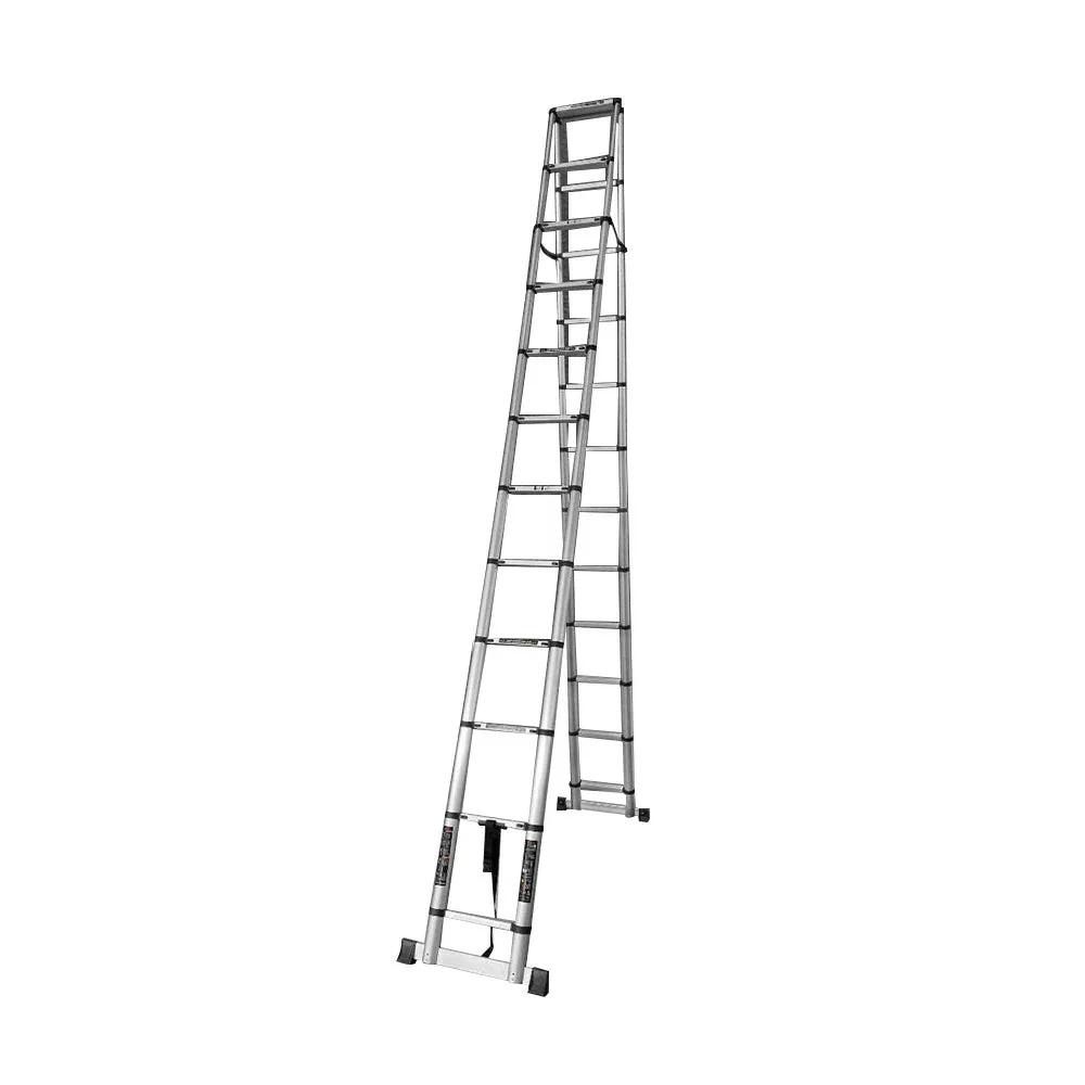 GROVIA Aluminium A-Frame Telescopic Ladder 10/11/12 Step - Heavy-Duty, Anti-Slip, Foldable & Space-Saving Design - Image 11