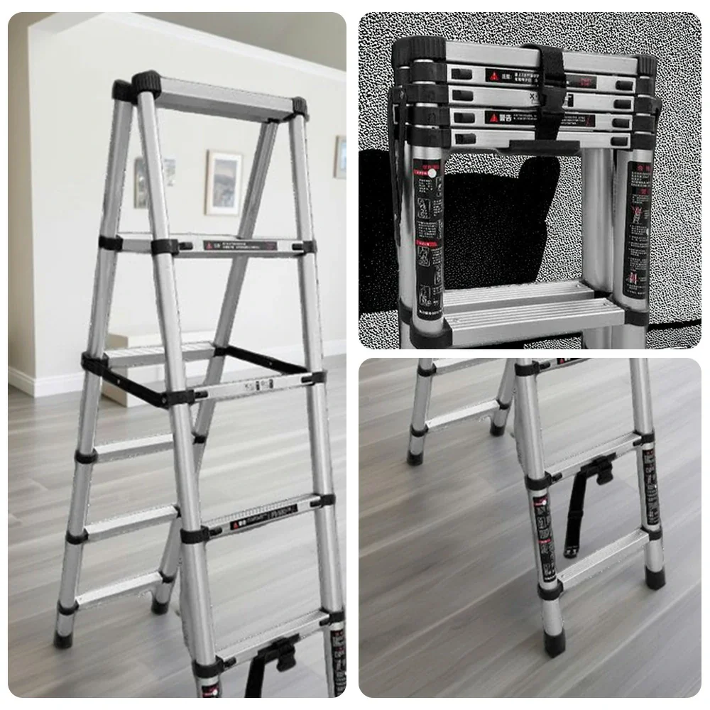 GROVIA Aluminium A-Frame Telescopic Ladder 6/7/9 Step - Heavy-Duty, Anti-Slip, Foldable & Space-Saving Design - Image 3