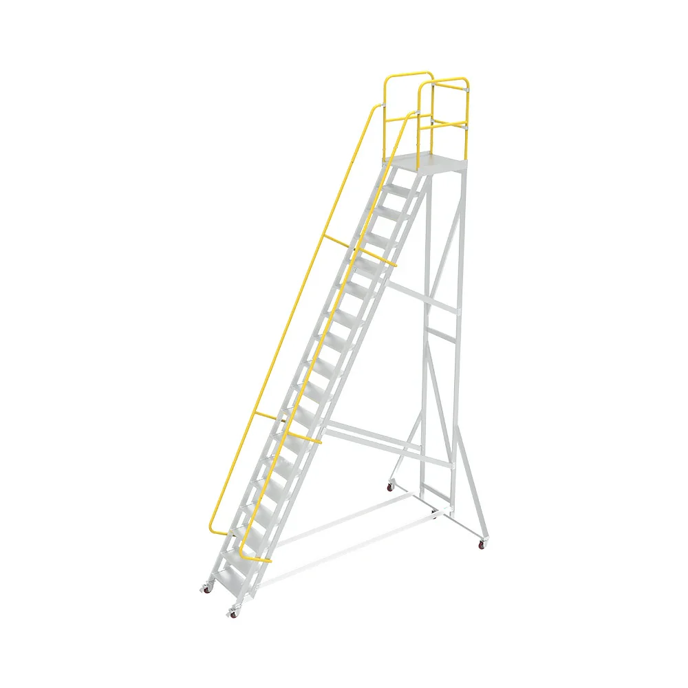 GROVIA Aluminium Platform Ladder 14/16/18 Step - Heavy-Duty Safety Rail, Anti-Slip Steps & Lockable Wheels - Image 11