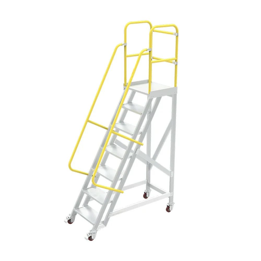 GROVIA Aluminium Platform Ladder 5/6/7 Step - Heavy-Duty Safety Rail, Anti-Slip Steps & Lockable Wheels - Image 11