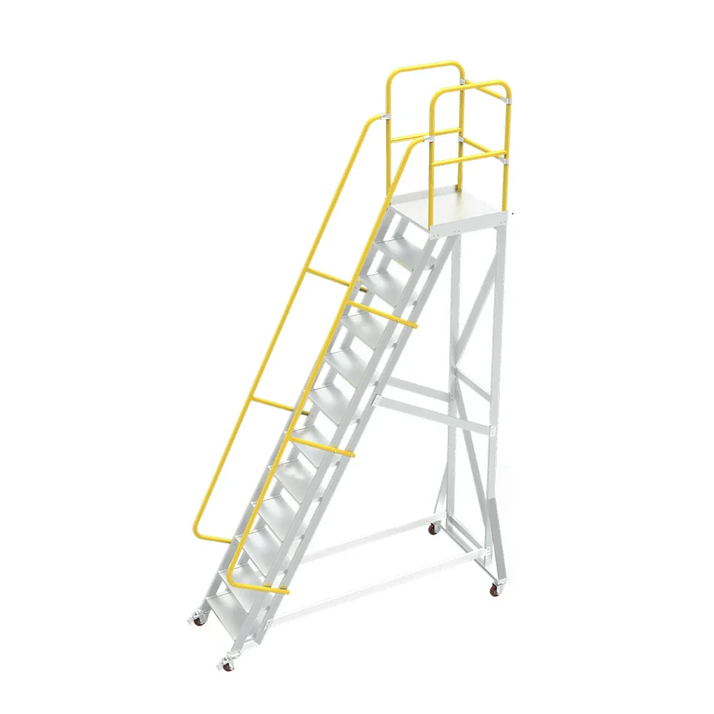 GROVIA Aluminium Platform Ladder 8/10/12 Step - Heavy-Duty Safety Rail, Anti-Slip Steps & Lockable Wheels - Image 11