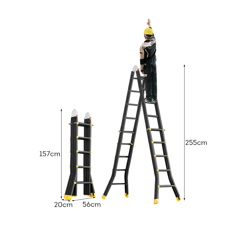 GROVIA 4/5/6 Step Carbon Steel Folding Ladder - 26cm Wide Pedals, Anti-Slip Feet, 7cm Slim Fold - Black - Image 9