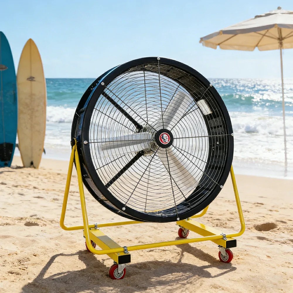 GROVIA Industrial Fan Pedestal Type Powerful Air Circulator Full Copper Motor Metal Safety Grille Low Noise Design - Image 2