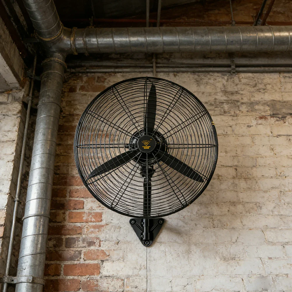 GROVIA Industrial Fan Wall Mounted Dual Ball Bearing Motor Three Speed Settings High Safety Mesh Design - Image 2