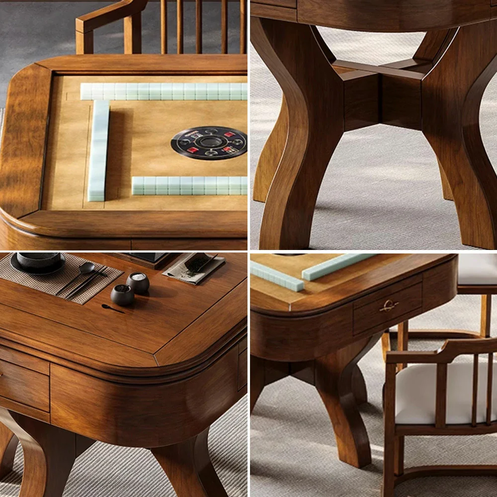 HEXJON 100 x 100 cm Asian Style Automatic Mahjong Table, Low Noise Design, Solid Wood Frame, Elegant and Durable - Image 9