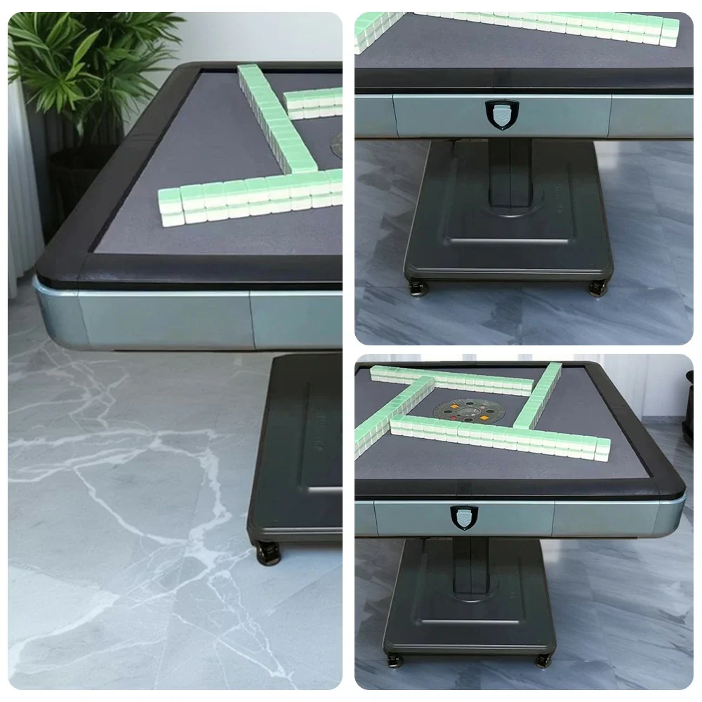 HEXJON No.36 Automatic Mahjong Table - Foldable Low-Noise Design, Premium Wool Felt Surface, 94cm Square Game Table - Blue - Image 3