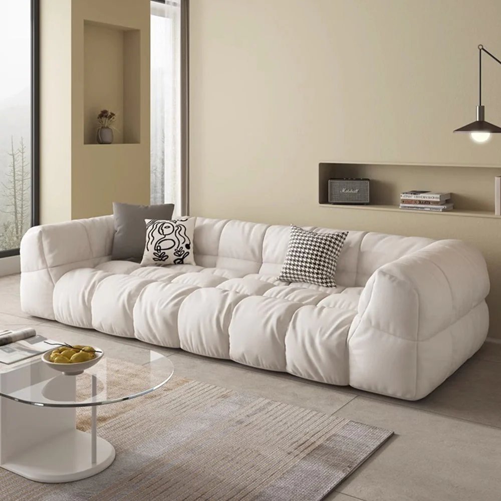 LUXORA S1006 264cm Length Faux Suede Fabric Sofa Solid Wood Frame - Image 2