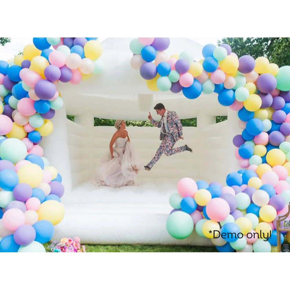 GAMEON 0118 Bounce House 5X4X3.4m PVC Bouncy Castle with Blower For Fun White Wedding Bounce House - Image 4
