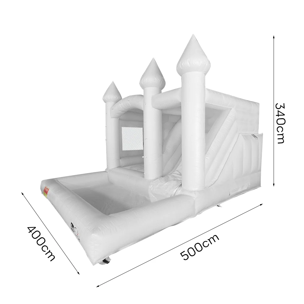 GAMEON 0118 Bounce House 5X4X3.4m PVC Bouncy Castle with Blower For Fun White Wedding Bounce House - Image 7