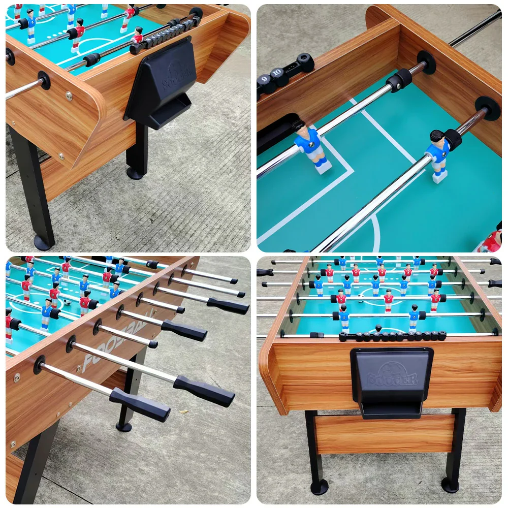 KICKSY 5FT Foosball Table - Solid Wood Frame with Chrome Steel Tubes, High-Density Playfield, Double-Spring Handles, Stable Rust-Resistant Design - Brown - Image 3