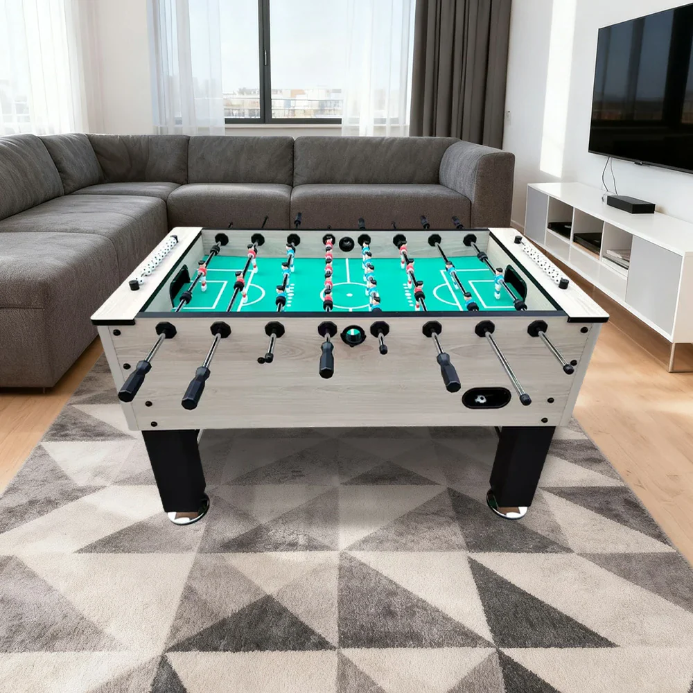 KICKSY 5FT Foosball Table - Solid Wood Frame, High-Density Playfield, Chrome Steel Rods, Durable Double-Spring Handles - White - Image 4