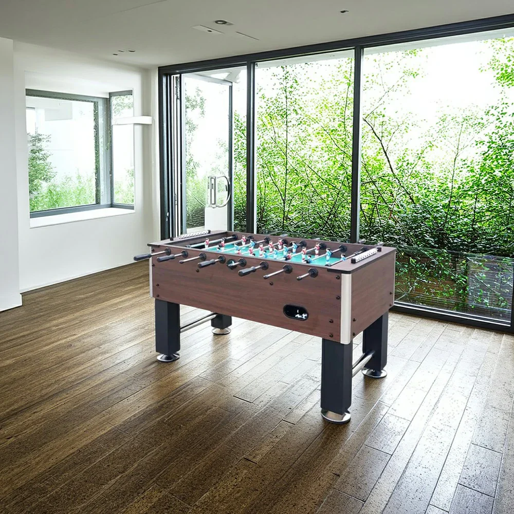 KICKSY 5FT Solid Wood Foosball Table - Chrome-Plated Steel Rods, ABS Hand-Painted Players, High-Density Playfield, Anti-Slip Handles, Durable & Stable Construction - Image 2