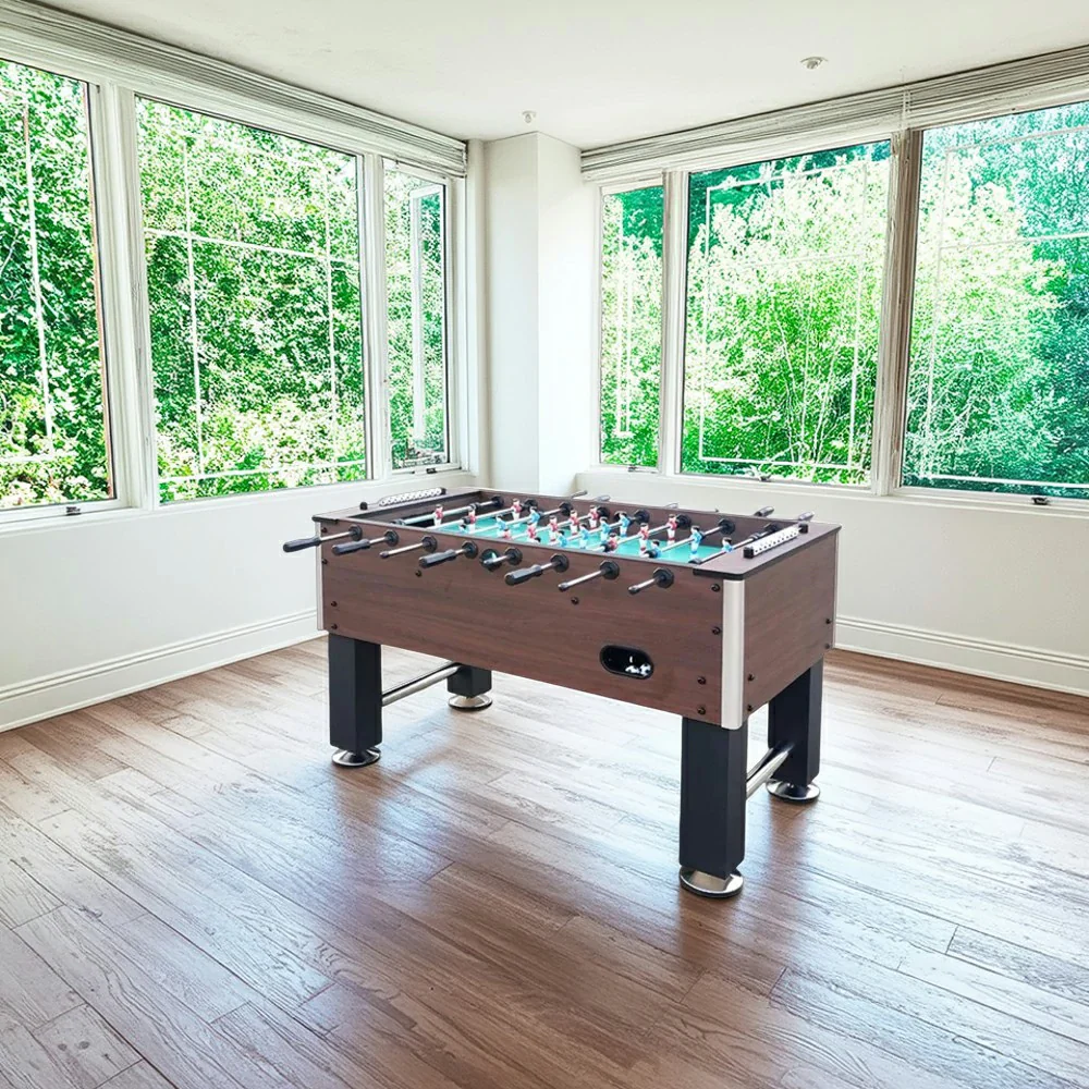 KICKSY 5FT Solid Wood Foosball Table - Chrome-Plated Steel Rods, ABS Hand-Painted Players, High-Density Playfield, Anti-Slip Handles, Durable & Stable Construction - Image 4