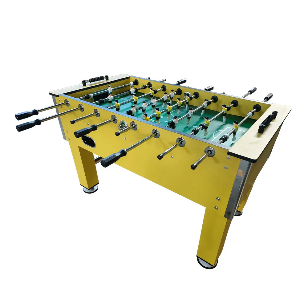 KICKSY 5FT Hollow Rod Foosball Table, MDF Wood Grain Finish with Chrome Steel Bars, Side Cup Holder, Smooth Playfield, Indoor Soccer Game Table - Yellow - Image 2