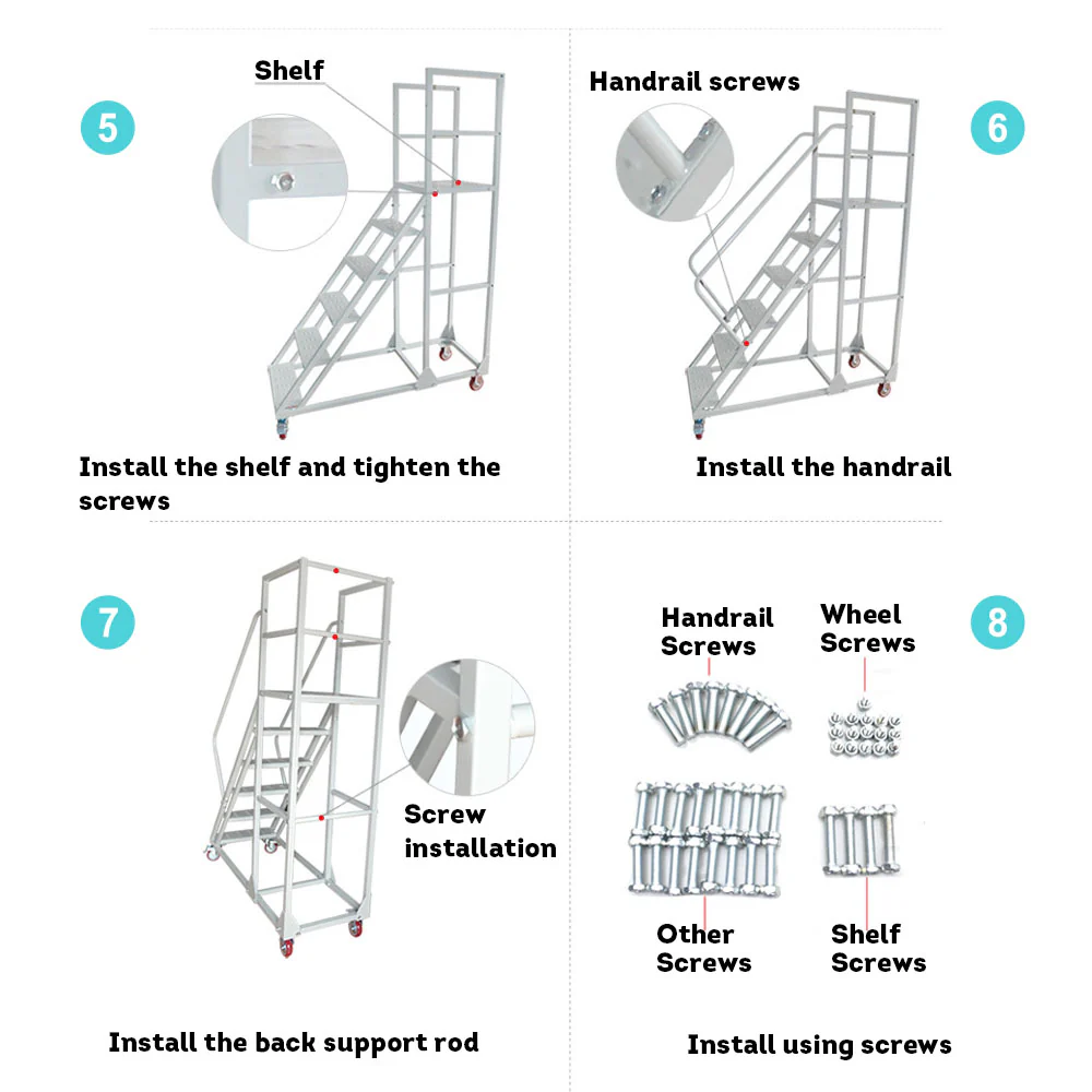 GROVIA 220cm(H) 6-step Steel Freight ladder Warehouse Staircase - Image 11