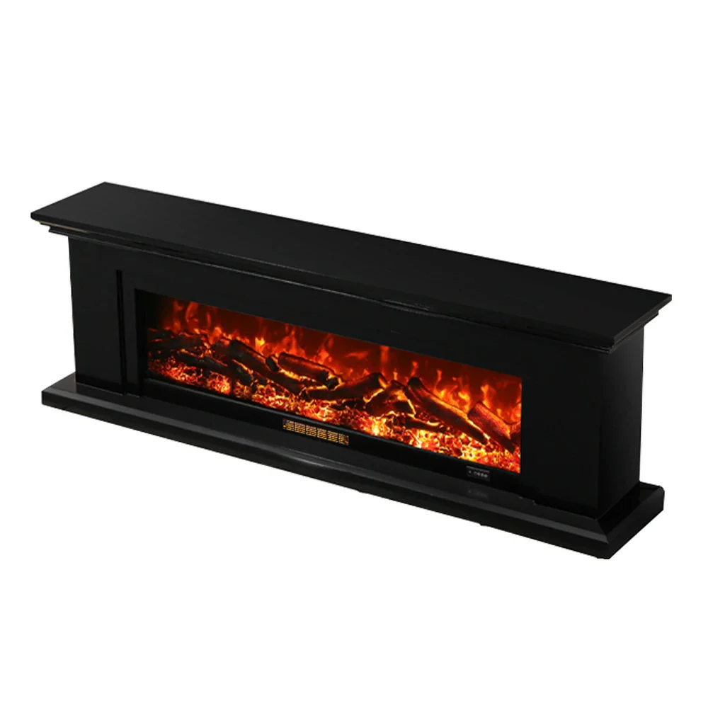 LIVARA 713 Electric Fireplace TV Console – Solid Wood Frame, 3D Flame Effect, Remote Control, Dual Core Options 12W/750–1500W - Black - Image 8