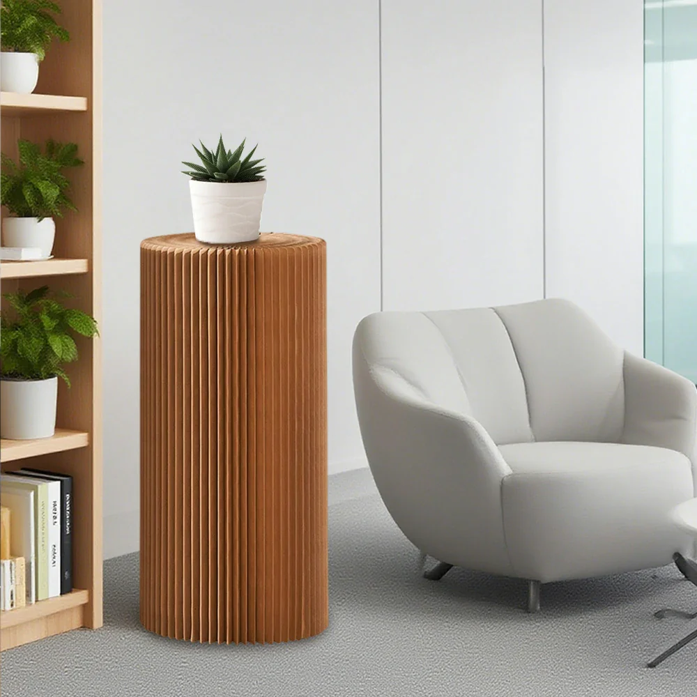 LIVARA Cardboard Cylinder Display Stand – Lightweight, Eco-Friendly Round Showcase for Retail or Exhibitions - Brown - Image 23