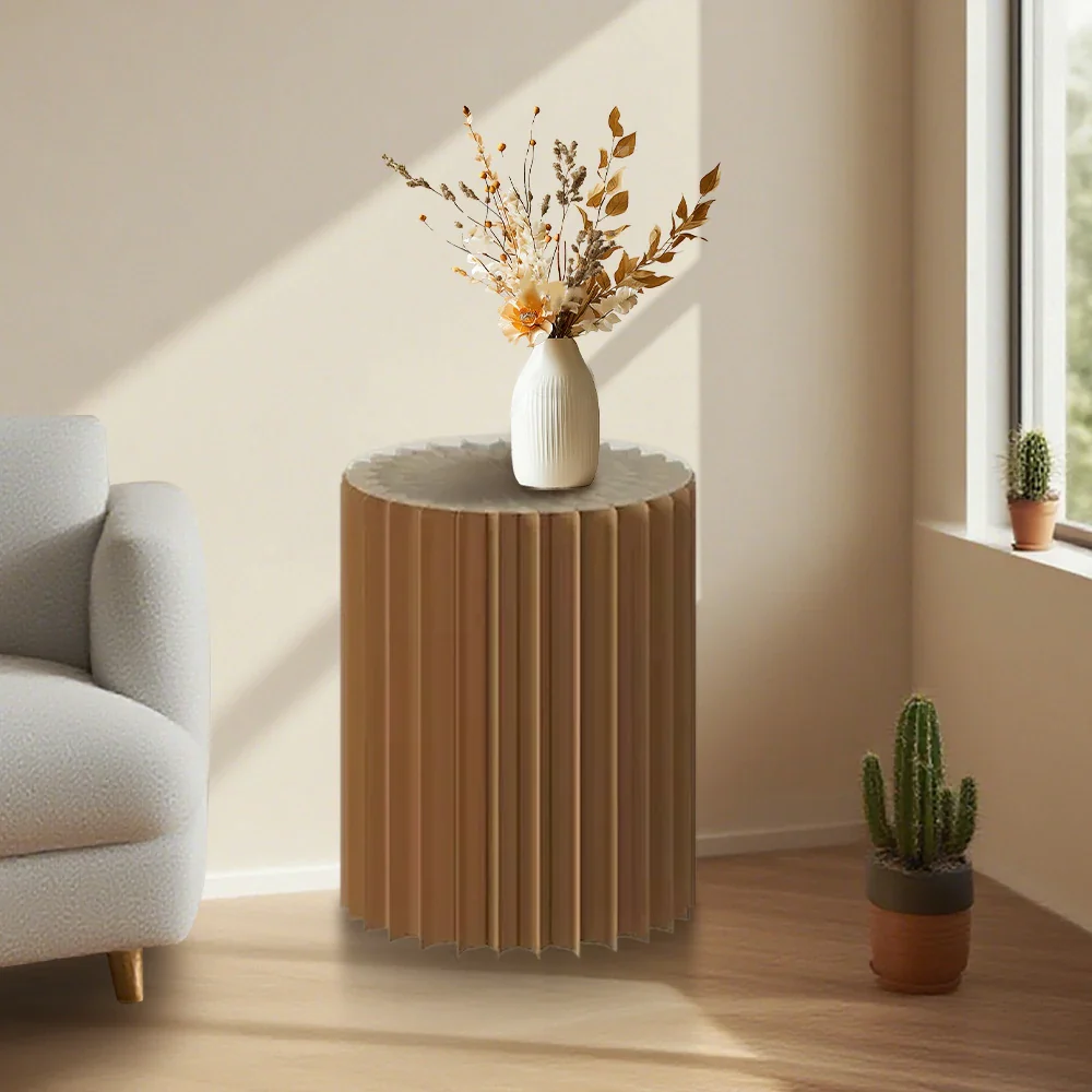 LIVARA Foldable Paper Cylinder Display Stand – Lightweight, Space-Saving Round Showcase for Retail & Promotions-Brown - Image 19