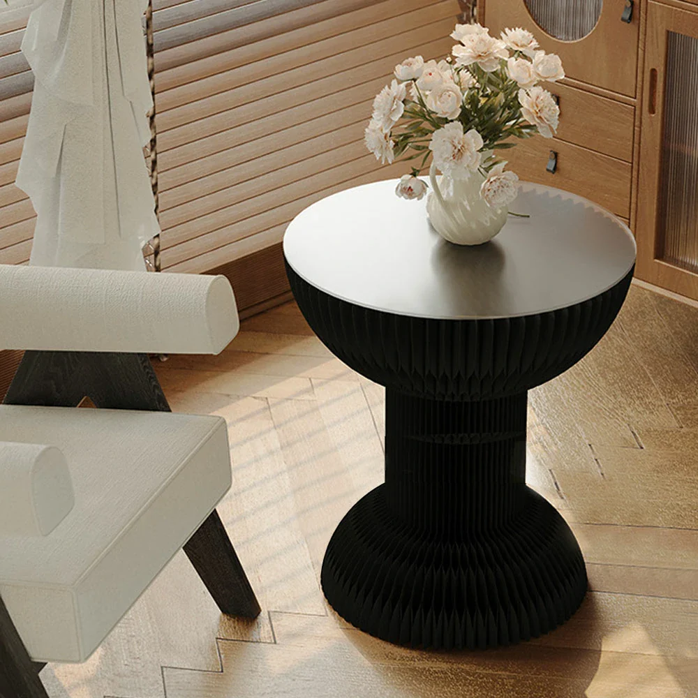LIVARA 50/70/95cm Paper Folding Round Table Tea Table - Black - Image 7