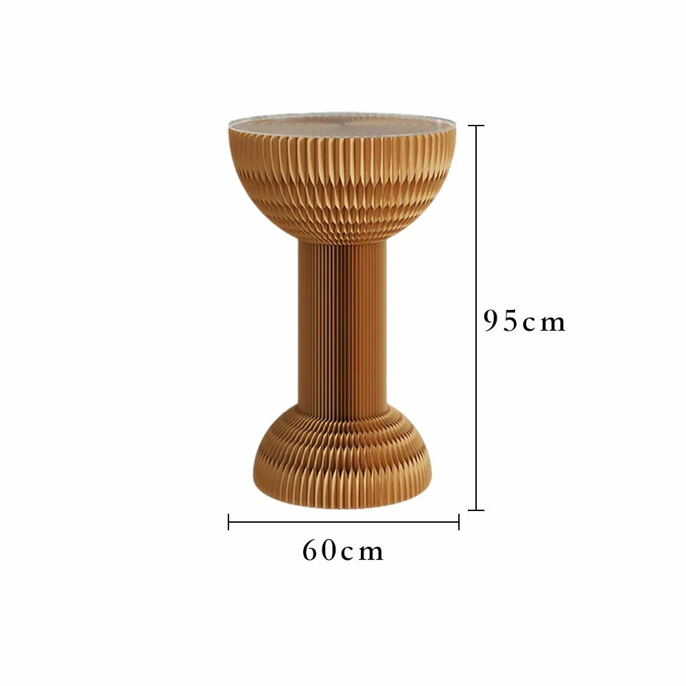 LIVARA 50/70/95cm Paper Folding Round Table Tea Table - Brown - Image 15