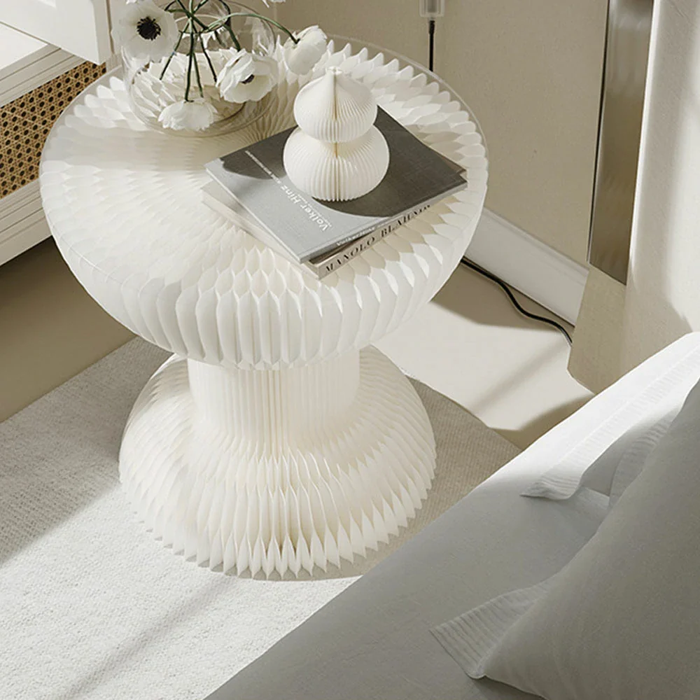 LIVARA 50/70/95cm Paper Folding Round Table Tea Table - White - Image 2