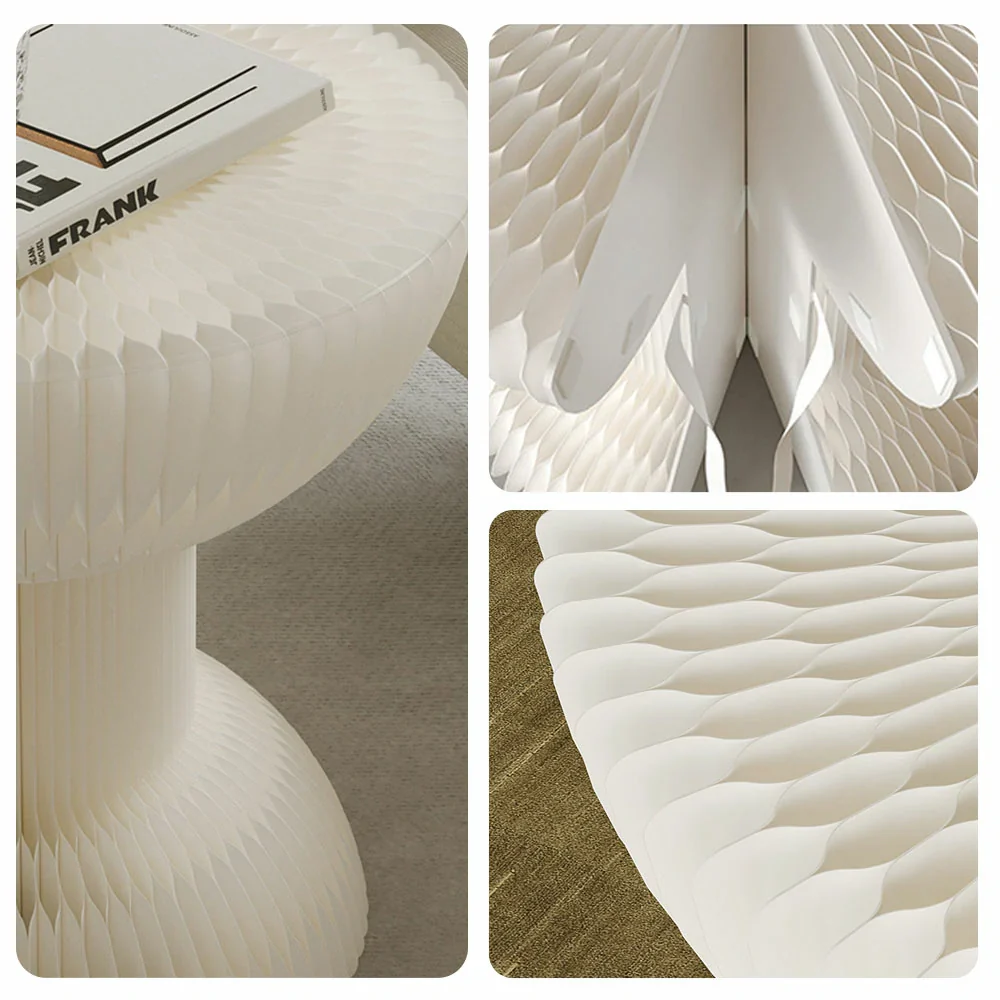 LIVARA 50/70/95cm Paper Folding Round Table Tea Table - White - Image 3