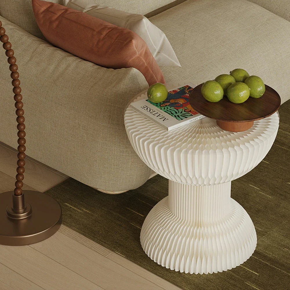 LIVARA 50/70/95cm Paper Folding Round Table Tea Table - White - Image 4