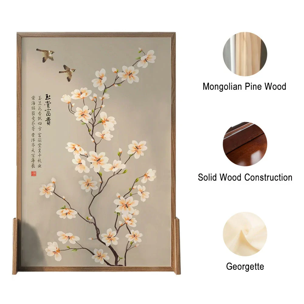 LIVARA Magnolia Flower Room Divider, Solid Ash Wood & Mongolian Pine Wood,Suitable for Home Decoration - Image 3
