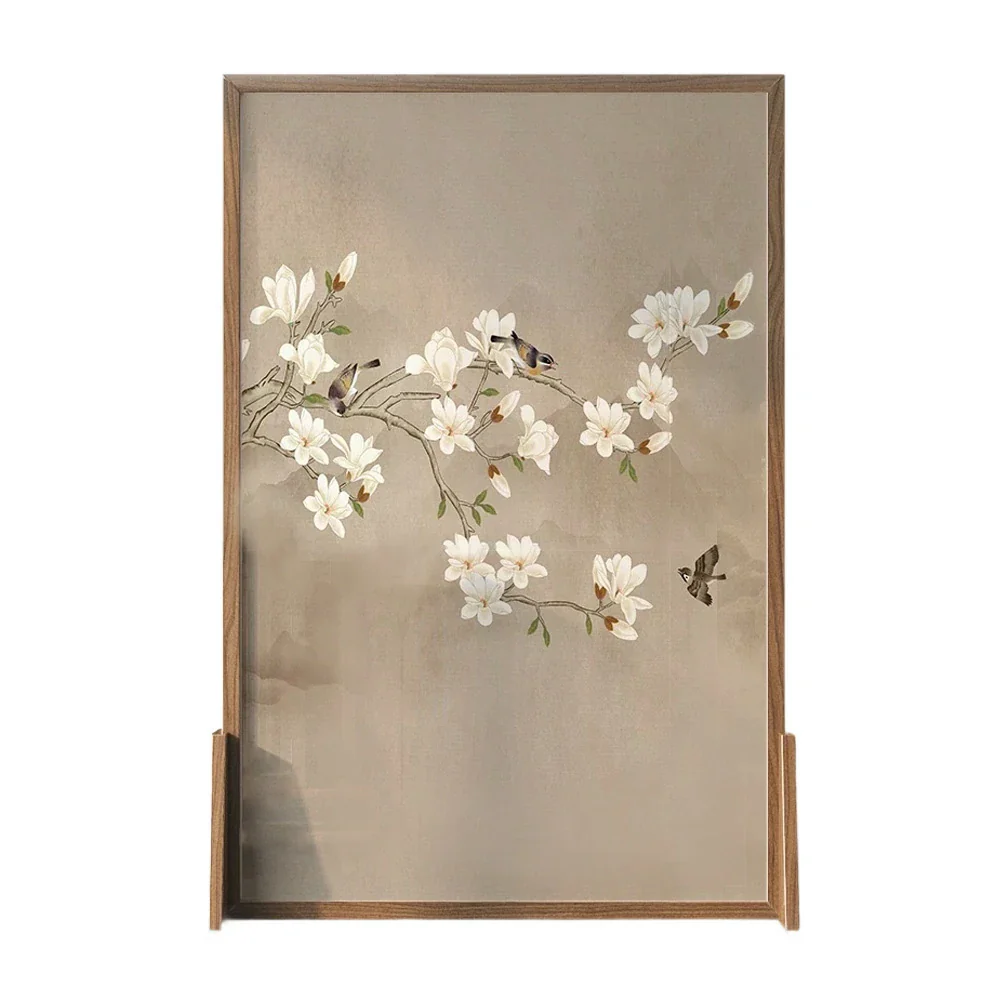 LIVARA Asian Style Solid Wood Room Divider, Ash Wood & Mongolian Pine Wood, Suitable for Home Decoration