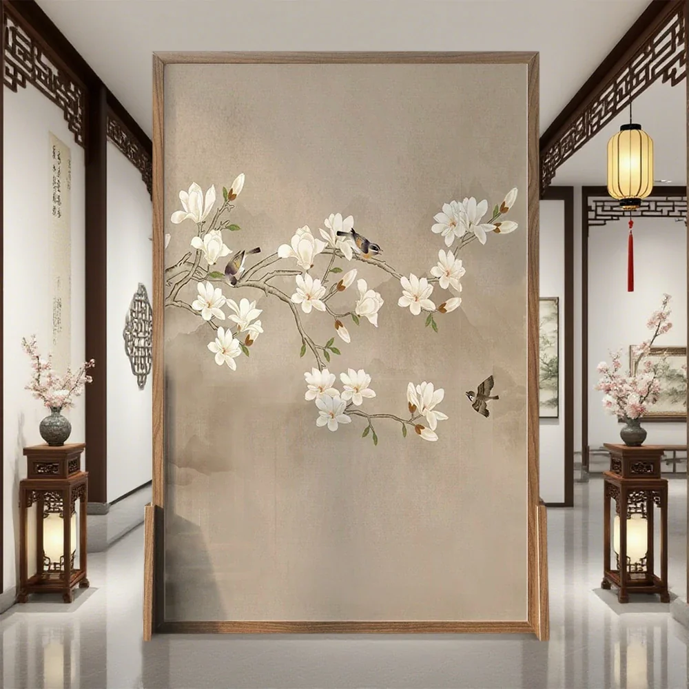 LIVARA Asian Style Solid Wood Room Divider, Ash Wood & Mongolian Pine Wood, Suitable for Home Decoration - Image 2