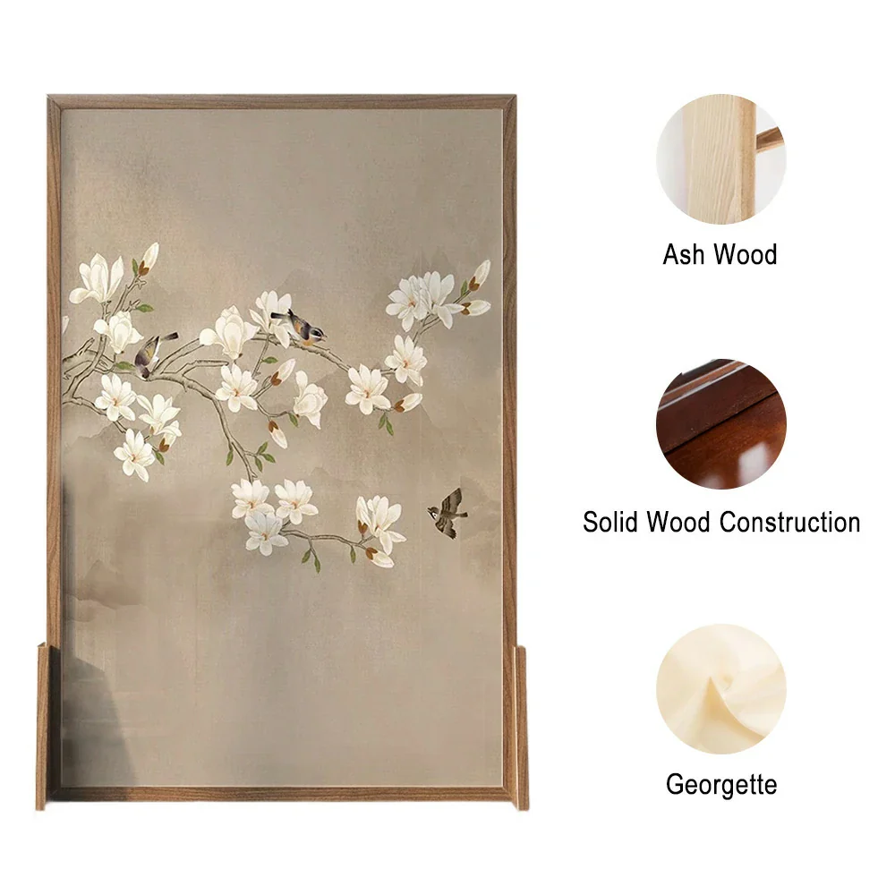 LIVARA Asian Style Solid Wood Room Divider, Ash Wood & Mongolian Pine Wood, Suitable for Home Decoration - Image 5