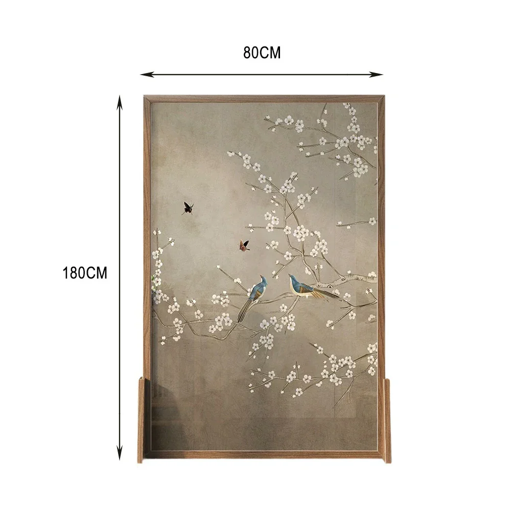 LIVARA Asian Style Solid Wood Room Divider, Plum Blossom & Bird Design,Ash Wood & Mongolian Pine Frame, Elegant Home Decor - Image 6