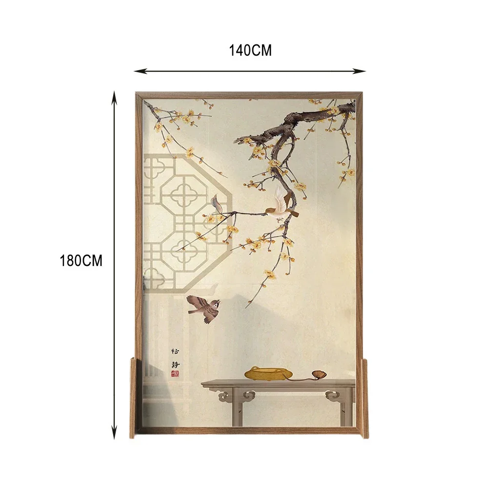LIVARA Oriental Style Solid Wood Room Divider, Plum Blossom & Bird Design, Ash & Mongolian Pine Frame - Image 8