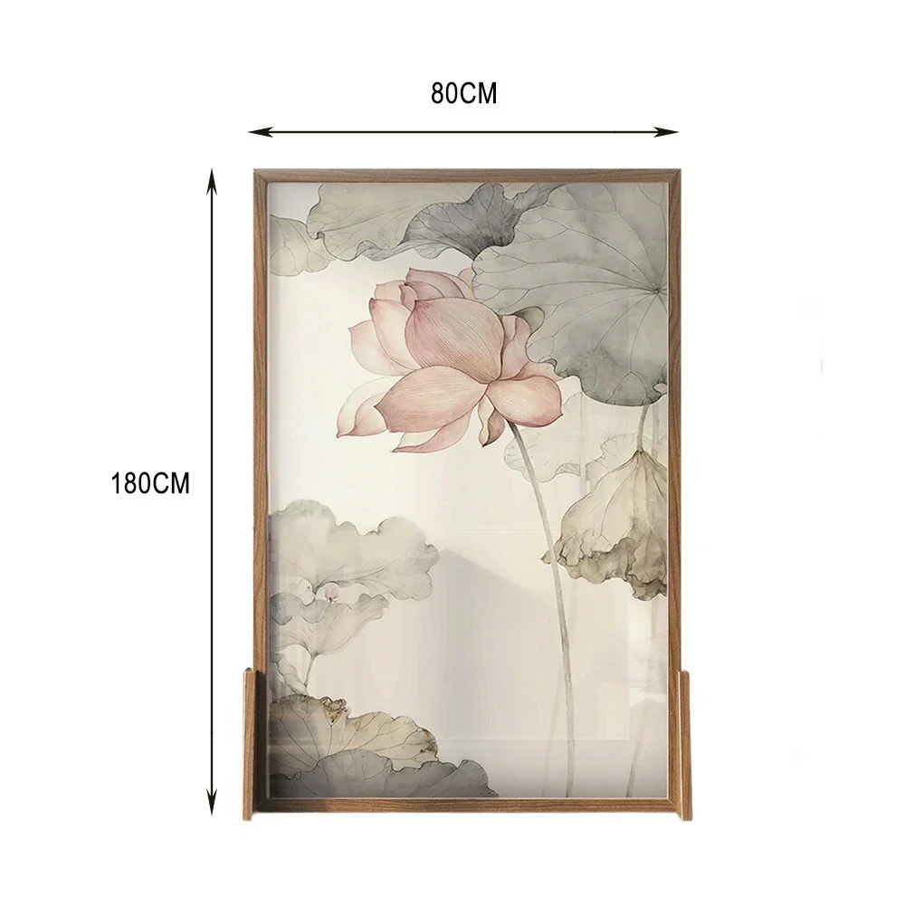 LIVARA Asian Style Solid Wood Room Divider, Lotus Flower Design, No Cutout, Ash Wood & Mongolian Pine Wood - Image 6