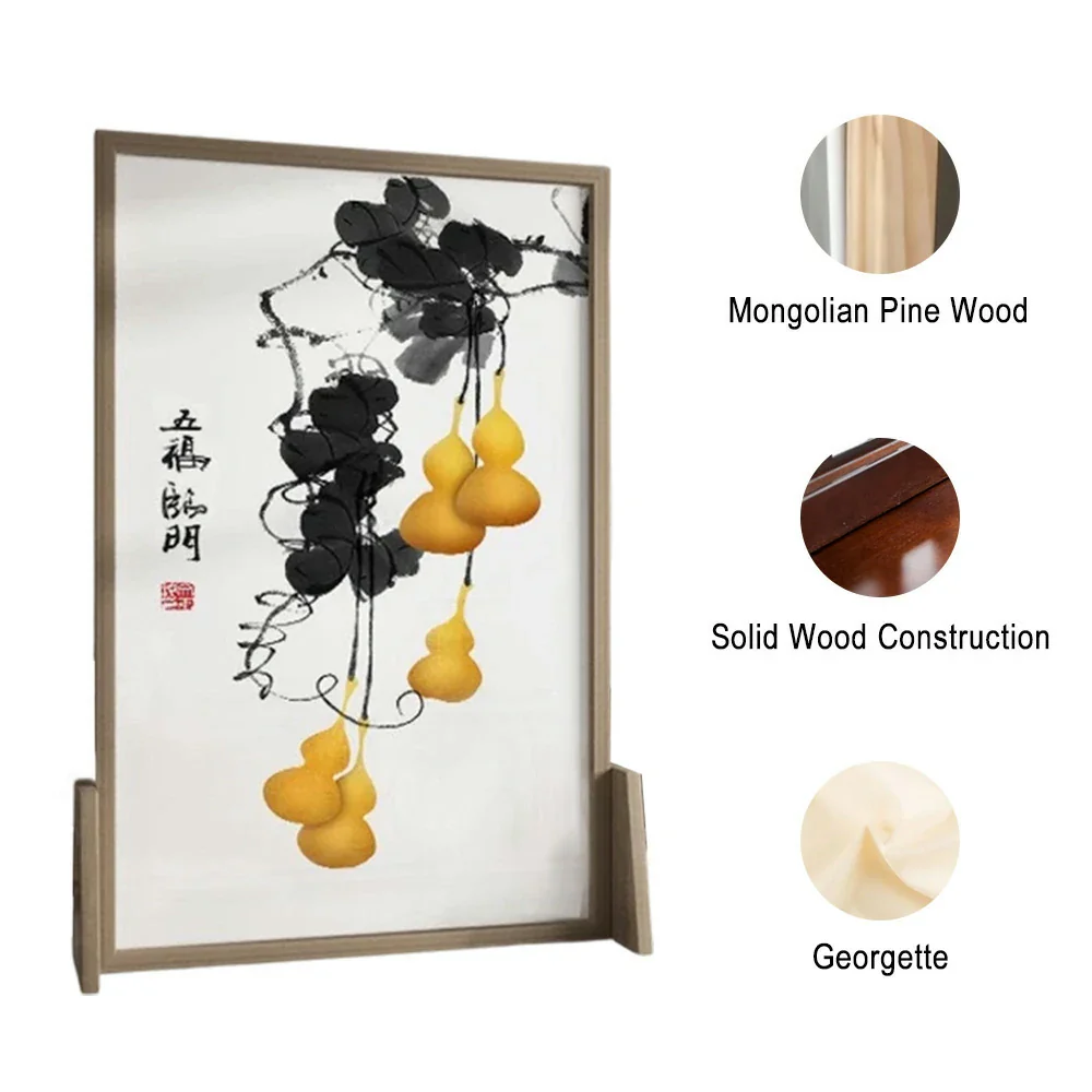 LIVARA Calabash Pattern Screen Made Of Solid Wood White Wax Wood And Mongolian Pine With An Eastern Style Home Decoration - Image 3