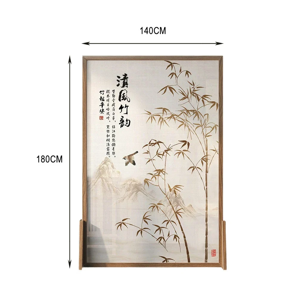 LIVARA Bamboo Patterned Screen Partitions Made Of Solid Wood White Wax Wood And Mongolian Pine With An Eastern Style Home Decoration - Image 8