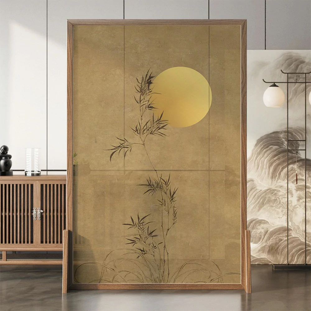 LIVARA Withered Leaf Pattern Screen Made Of Solid Wood White Wax Wood And Mongolian Pine Featuring Eastern Style Home Decor - Image 2