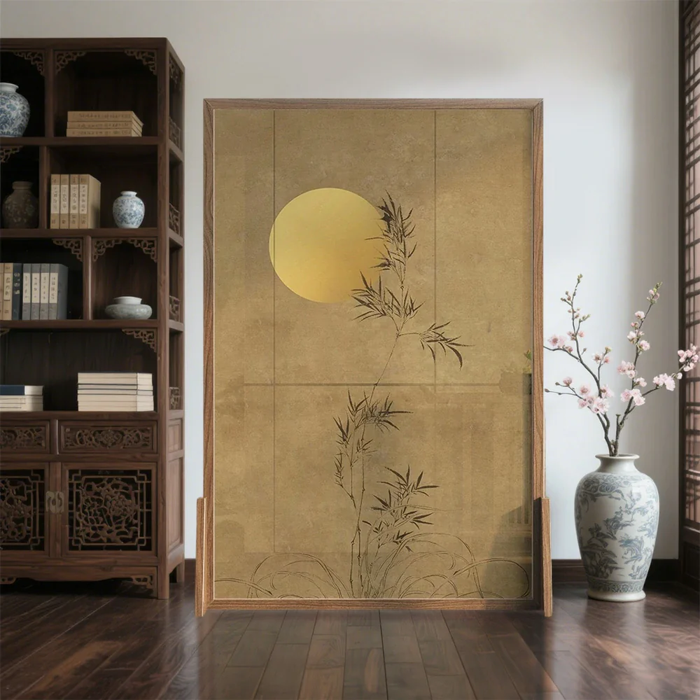 LIVARA Withered Leaf Pattern Screen Made Of Solid Wood White Wax Wood And Mongolian Pine Featuring Eastern Style Home Decor - Image 4